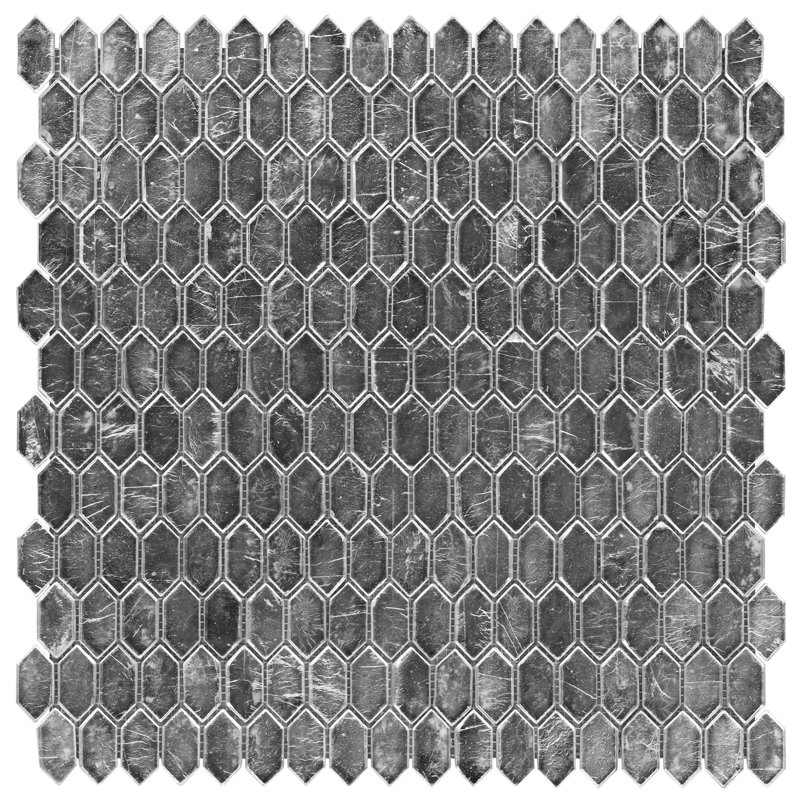 Whisper 11.61" x 11.73" Polished Mini Picket Glass Mosaic Wall Tile (0.94 Sq. Ft. / each), Silver