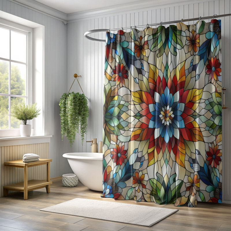 Glass Petals - 1 Piece Standard Shower Curtain, 74" H x 71" W