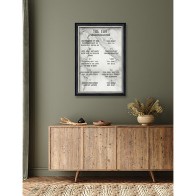 THE TEN COMMANDMENTS(White Marble Texture). Giclee Prints on Cotton Canvas Wall Art for Wall Decor