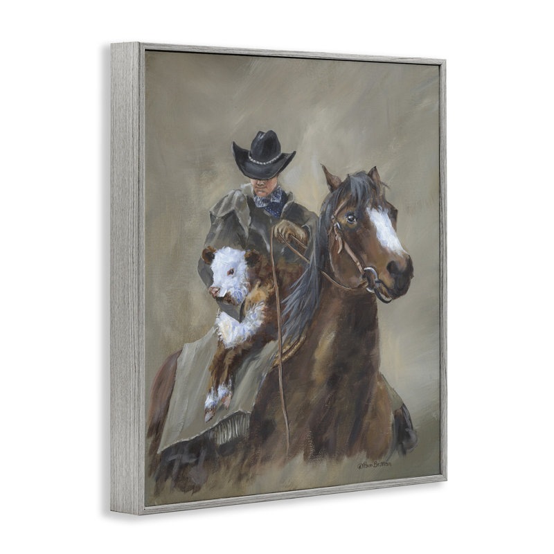Ranch Cowboy & Western Horse gris, estampe numérique par Pam Britton, H 14 po x l 11 po x P 1,5 po