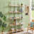 5 Tier Bookcase Home Office Open Bookshelf, Vintage Industrial Style Shelf, MDF Board, White Metal Frame-1177560870