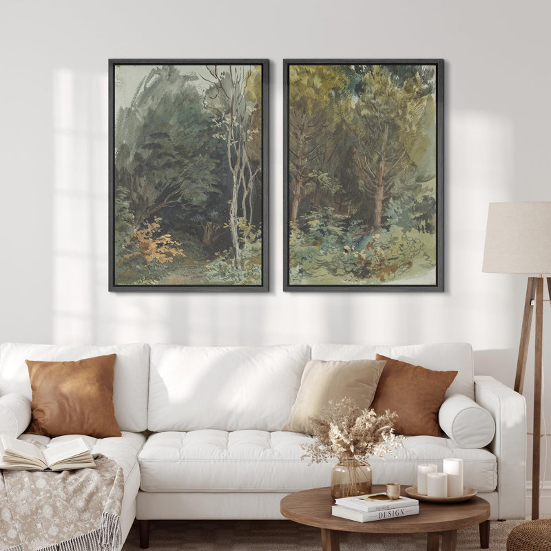 Élégante forêt, paysage intemporel, paysage, nature, désert, illustrations, décor, Noir, H 24 po x l 16 po