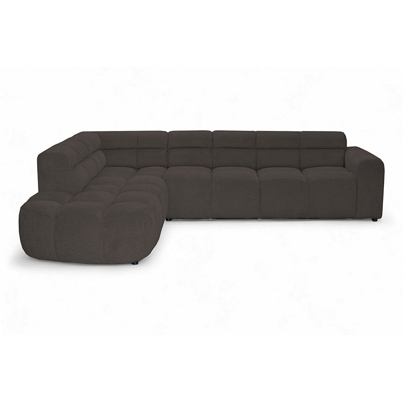 5 Seater Corner Sectional, Left Hand Facing, Brown