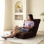 Lit réglable au sol, 14 sections, 5 positions inclinables, triple rabattable, surface brune, rembourrage en lin, structure en métal, avec un coussin décoratif pour un appartement et un dortoir - position convertible