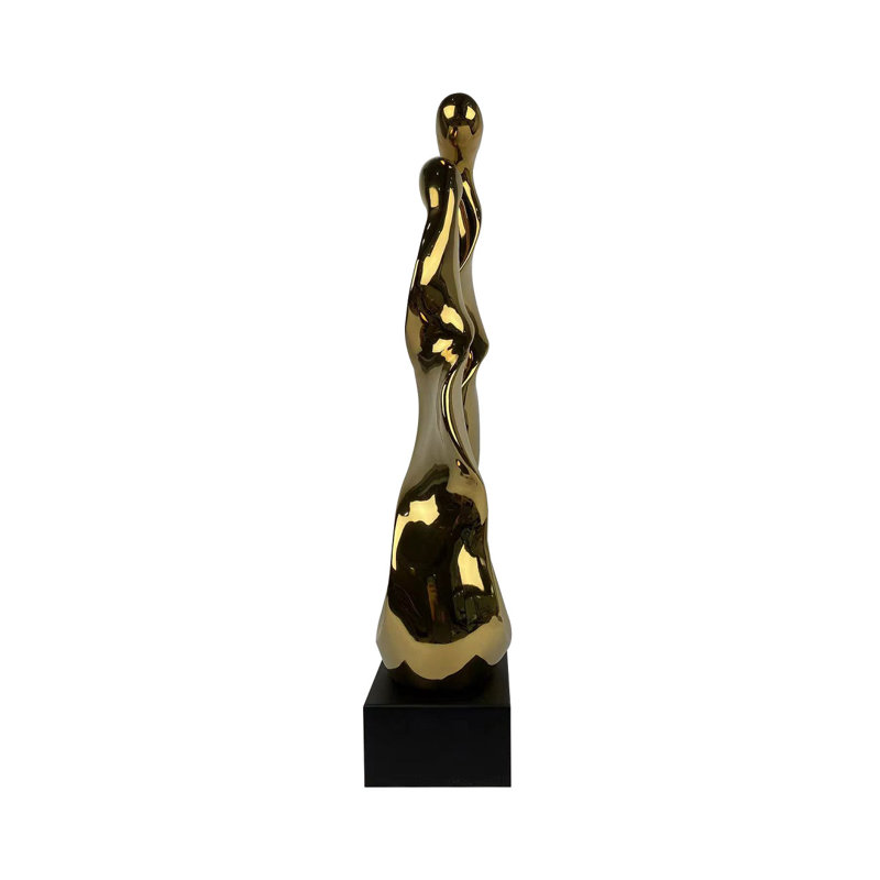 Figurine Textured Sculpture Home Decor, Ceramic Sculpture Decoration for the Living Room, Gold