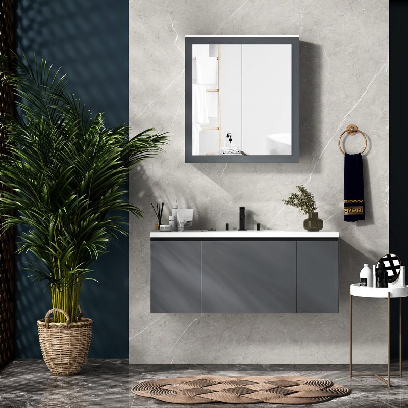Armoire de salle de bain avec miroir et portes doubles, 27 po x 30 po, blanc. 2 tablettes réglables pour le rangement. Toilettage quotidien. Économiseur d'espace mural. . Pharmacie blanche l 27,25 po x P 6,75 po