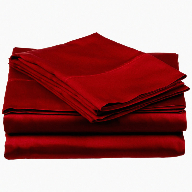 Luxury Burgundy Cotton Twin Sheet Set - 300 Thread Count, Deep Pocket Soft Bedding Set for Cozy Nights, Breathable & Durable Sheets