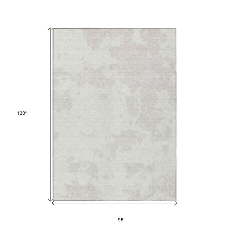 Tapis intérieur lavable abstrait ivoire et gris 8 pi x 10 pi