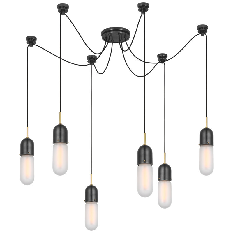 Junio 6 - Light Chandelier, Frosted, Polished Nickel