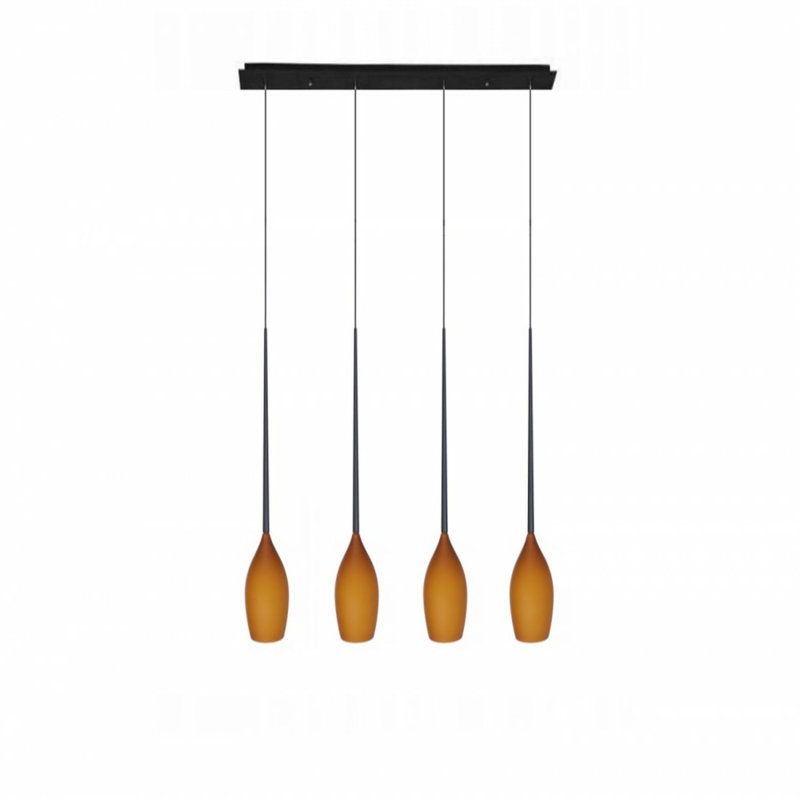 Izza 4 - Light Chrome Kitchen Island Pendant, Amber