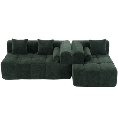 101.2"  Sectional Sofa Full-Compressed Sofa Modular Sofa Couch Free-Combined Sofa With Deep Seating And Two Side Pockets For Living Room