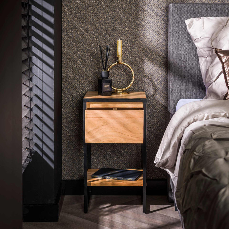 Adilen 30cm W Steel Bedside Table