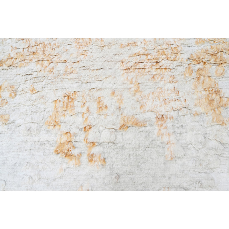Tapis gris / doré de haute qualité noué à la main, Rectangle 8 pi x 10 pi