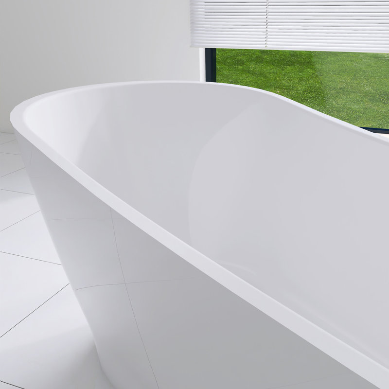 Baignoire de trempage autoportante 67 po en acrylique blanc brillant 67 po