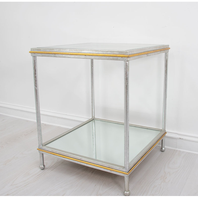 Lauren Glass End Table, Silver/Gold