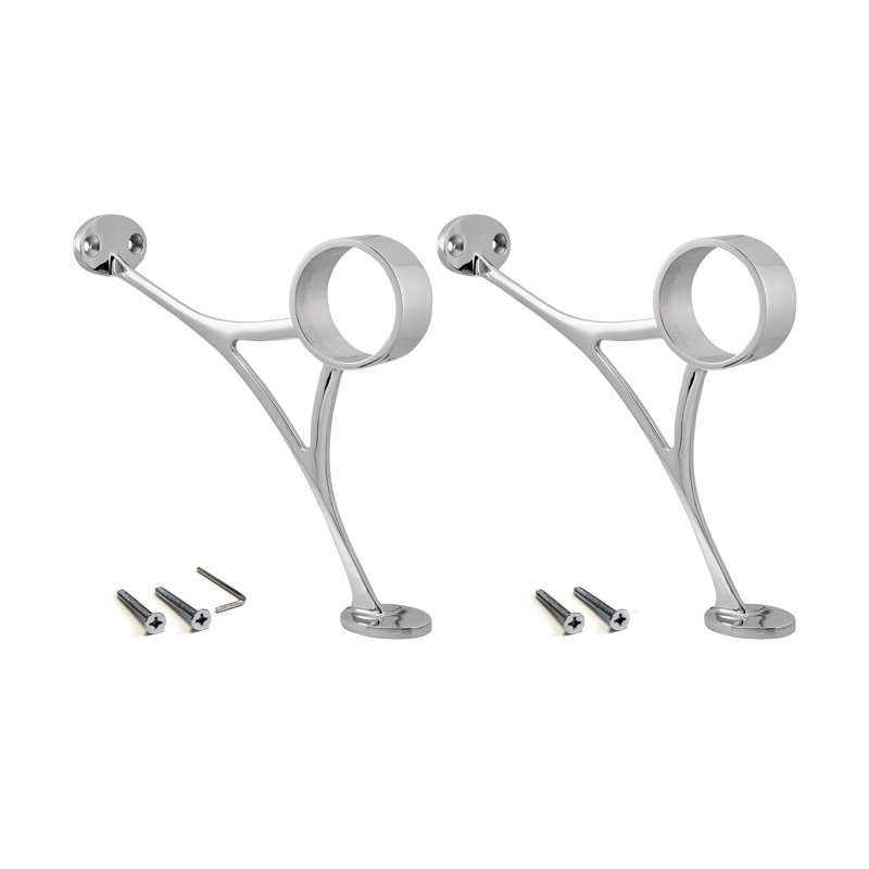 Outwater 2" Combination Bracket For Railing, 6.69" Height, 2-Pack, Chrome