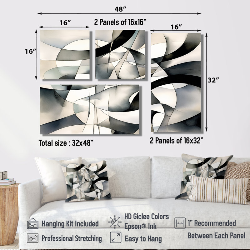 Abstrait, art moderne, neutre, art moderne, Wrapped Canvas, Does Not Apply