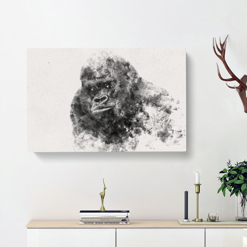 A Silverback Gorilla - Wrapped Canvas, 35cm H x 50cm W x 3cm D