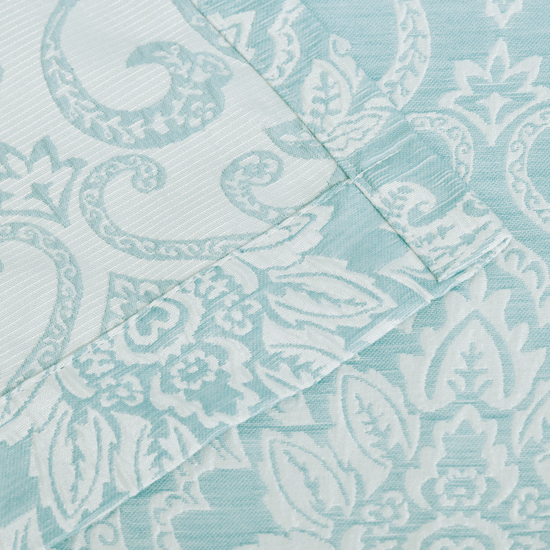 HausHome Jacquard Damask Semi-Sheer Grommet Curtain Panels, Raindrop, 52" x 96"