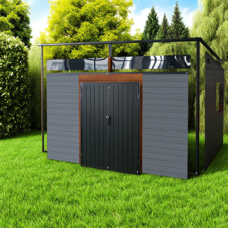Spacious Sheds with Storage, Resin Steel Frame, Modern Backyard Organizer