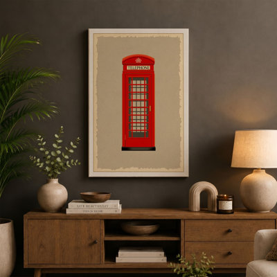 Red Telephone Box Graphic - Wrapped Canvas