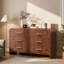 Ensemble de mobilier de chambre à coucher de 3 - Ensemble de coin moderne arrondi, 2 tables de chevet + commode 6 tiroirs, ensemble de rangement en bois-133986535