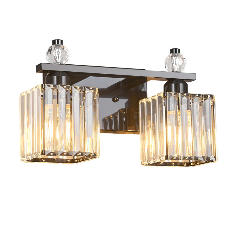 Luminaire de salle de bain Kyneisha, Noir plaqué, Deux lumières