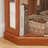Lighted Corner Curio Cabinet - Display Case For Living Room, Antique Collectibles, Wine & Bar Glass Storage - Elegant Corner Design With Lights Included-Dark OAK-795459841