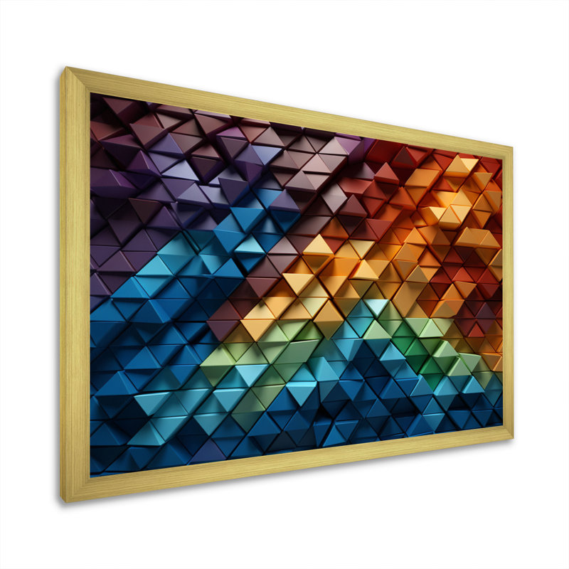 Abstrait arc-en-ciel en bois délice II, H 34 po x l 44 po x P 1,5 po, Encadrement doré