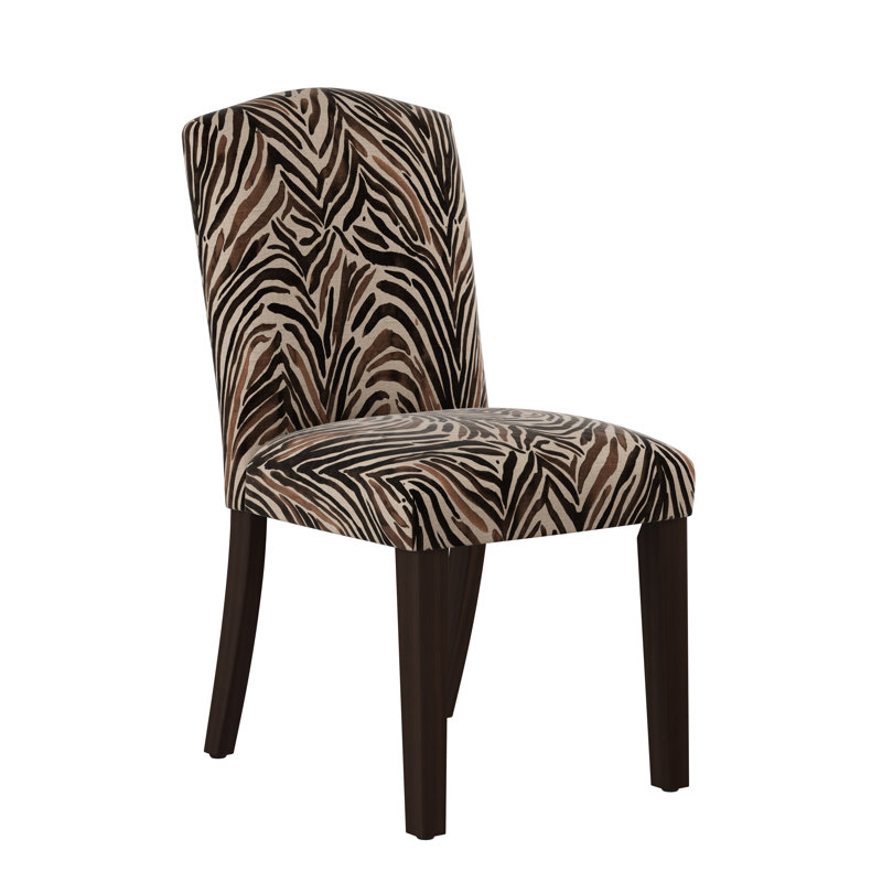 Azzurro 20'' H Cotton Upholstered Dining Chair, Espresso, Washed Zebra Chocolate