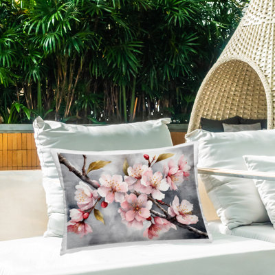 Coussin décoratif imprimé Blossoms On Gray par Kim Allen