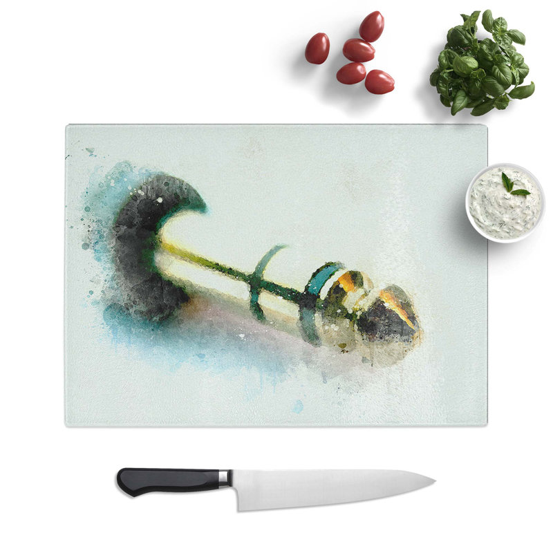 Tempered Glass Audio Jack Chopping Board, 39 cm W x 28.5 cm L