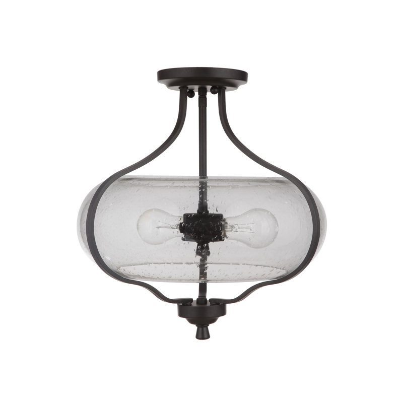 Yoder Glass Semi Flush Mount, Clear Seeded