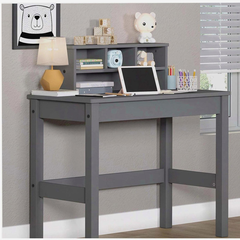Bureau d'écriture gris avec huche