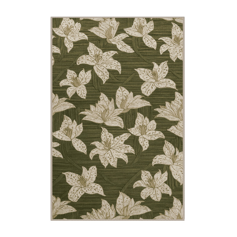 Tapis botanique brun lavable à la machine, Rectangle 6 pi x 9 pi