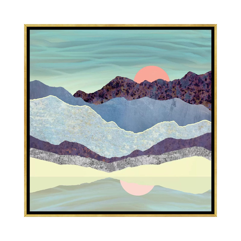 Summer Dawn - impression d'art graphique, Pas de tapis, H 26 po x l 26 po x P 1,5 po, Toile encadrée d'or