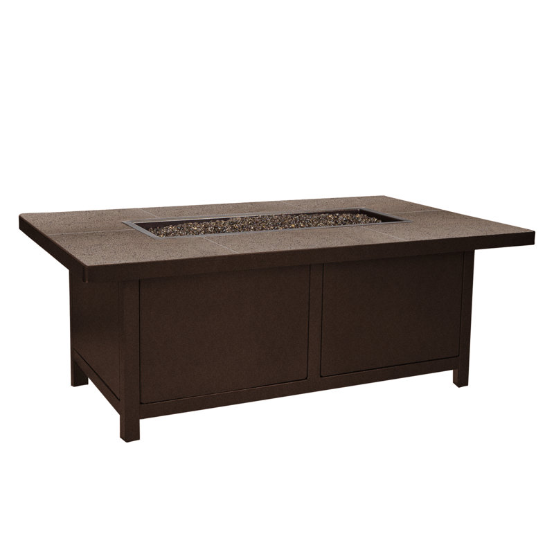 Elba Rectangle Aluminum Propane and Natural Gas Fire Pit Table, Copper Creek, 19" H x 50" W x 30" D, Canyon Taupe