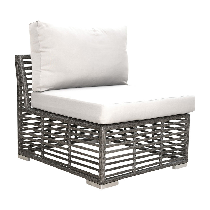 Graphite Wicker Outdoor Armless Lounge Chair, Standard