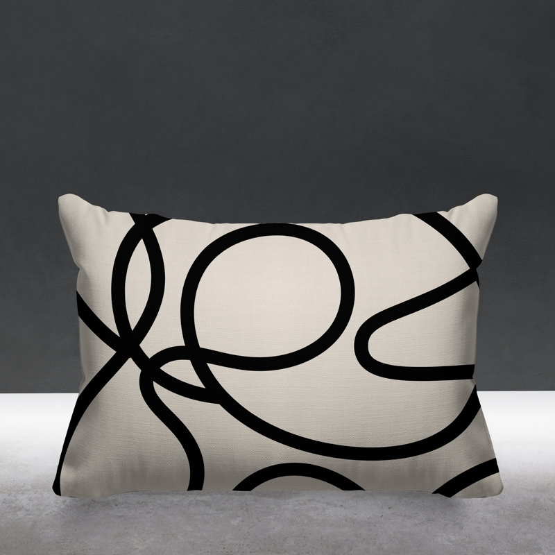 Abstract Outdoor Reversible Throw Pillow, Champagne