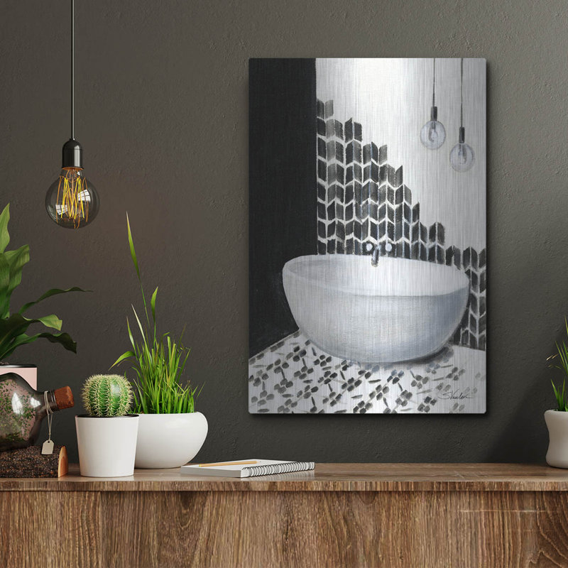  «Bathroom Patterns 1» par Silvia Vassileva, art mural en métal, 12 po x 16 po, H 16 po x l 12 po