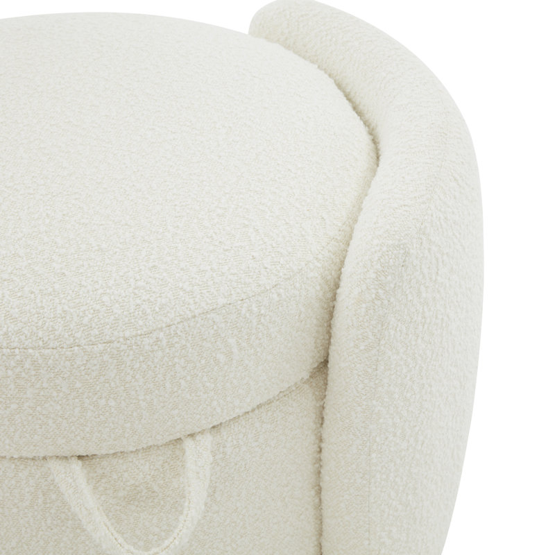 Samari Upholstered Ottoman, Ivory
