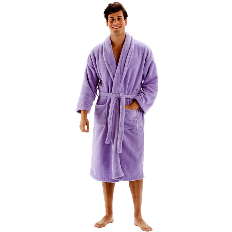Peignoir 100% microfibre molletonné au-dessus du genou avec poches, M, Lavande