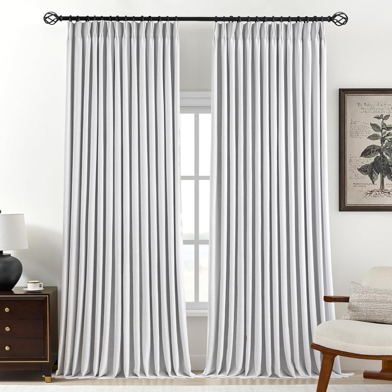YZ Home Linen Pinch Pleated 100% Blackout Curtains for Bedroom and Living Room Darkening Thermal Window Curtain Drapes with 16pc Hooks(2 pages)