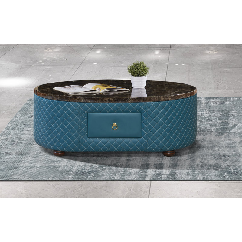 Makassar Marble Coffee Table, Blue