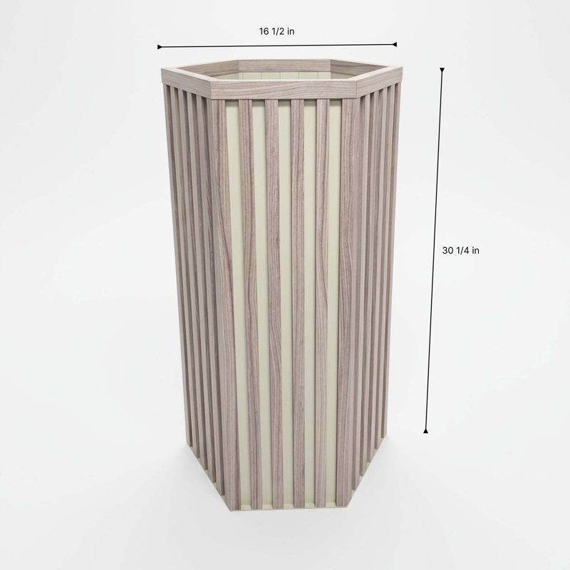 Jardinière à colonne hexagonale SM, Brun cendré, H 30,25 po x l 16,50 po x P 14,38 po