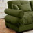 Over Size Modern Two-Seater Sofa With Ottoman, Velvet 2-Seater With Round Bolster Armrests,With Waist Pillow And Throw Pillows,Small L Shape Sofa For Living Room, Reading Room  Olive Green-79620392