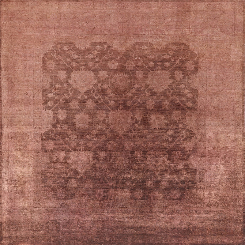 Tapis oriental brun / ivoire, Carré 7 pi