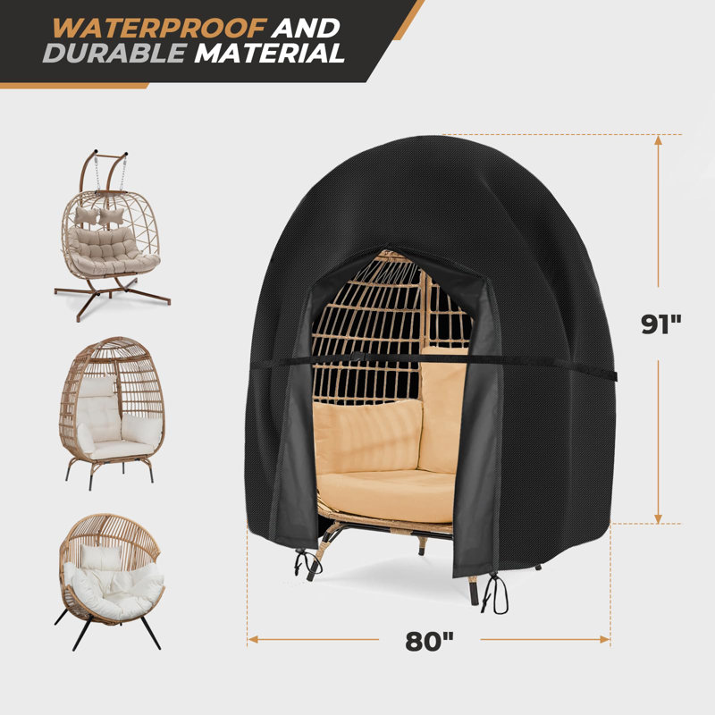 Egg Chair Cover Waterproof Double Egg Chair Covers For Outdoor Furniture 420D Patio Hanging Swing Chair Cover
