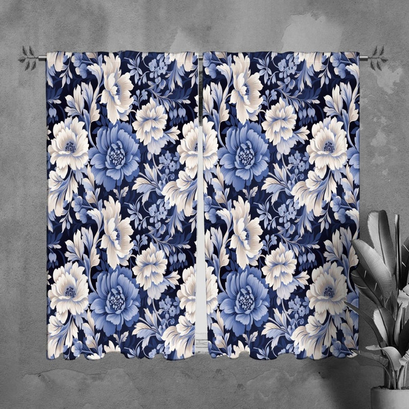 Rideaux à motif floral - 6114, L 20 po x L 82 po