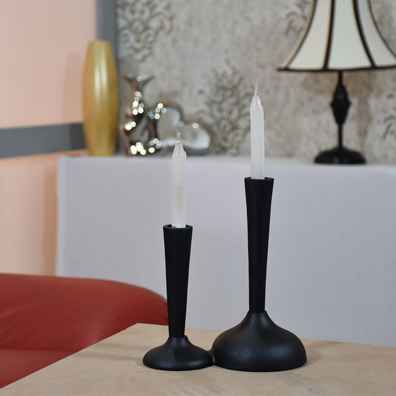 Bougeoir de table en aluminium, Noir, H 15 po x l 14 po x P 24 po